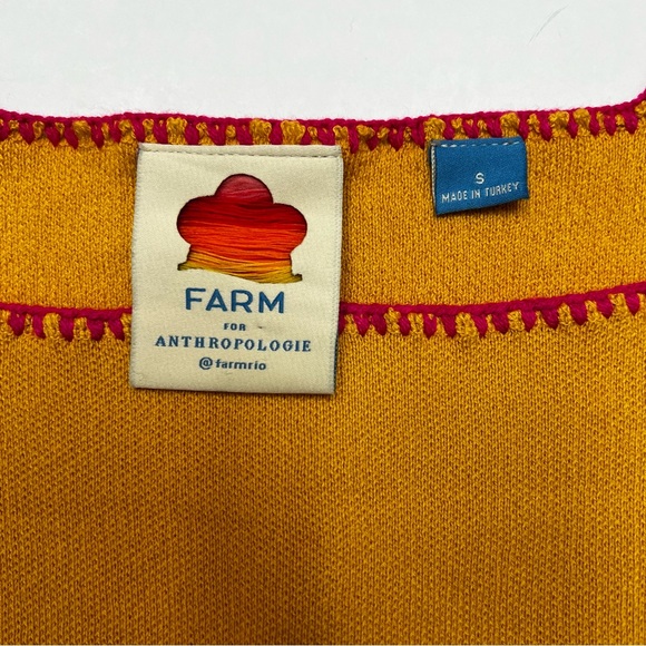 Farm Rio for Anthropologie Yellow Knit Peplum Top with Satin Tropical Bottom - Picture 7 of 9